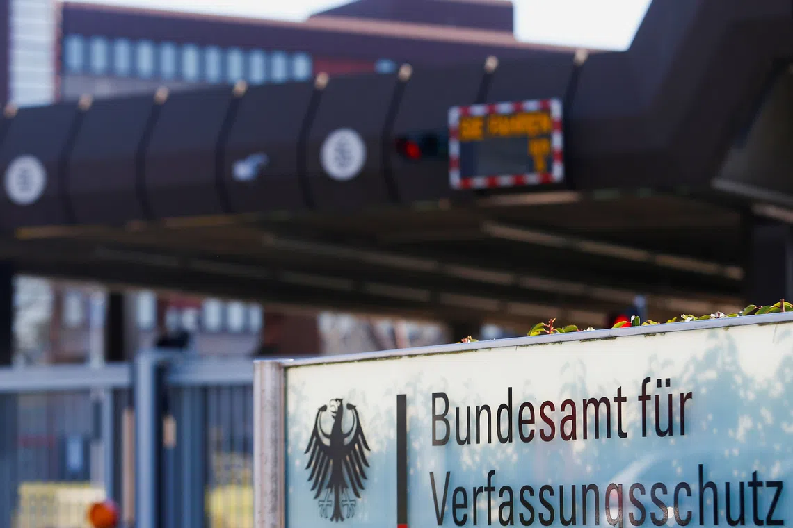 Sign for the Bundesamt fuer Verfassungsschutz, Germany's domestic intelligence agency