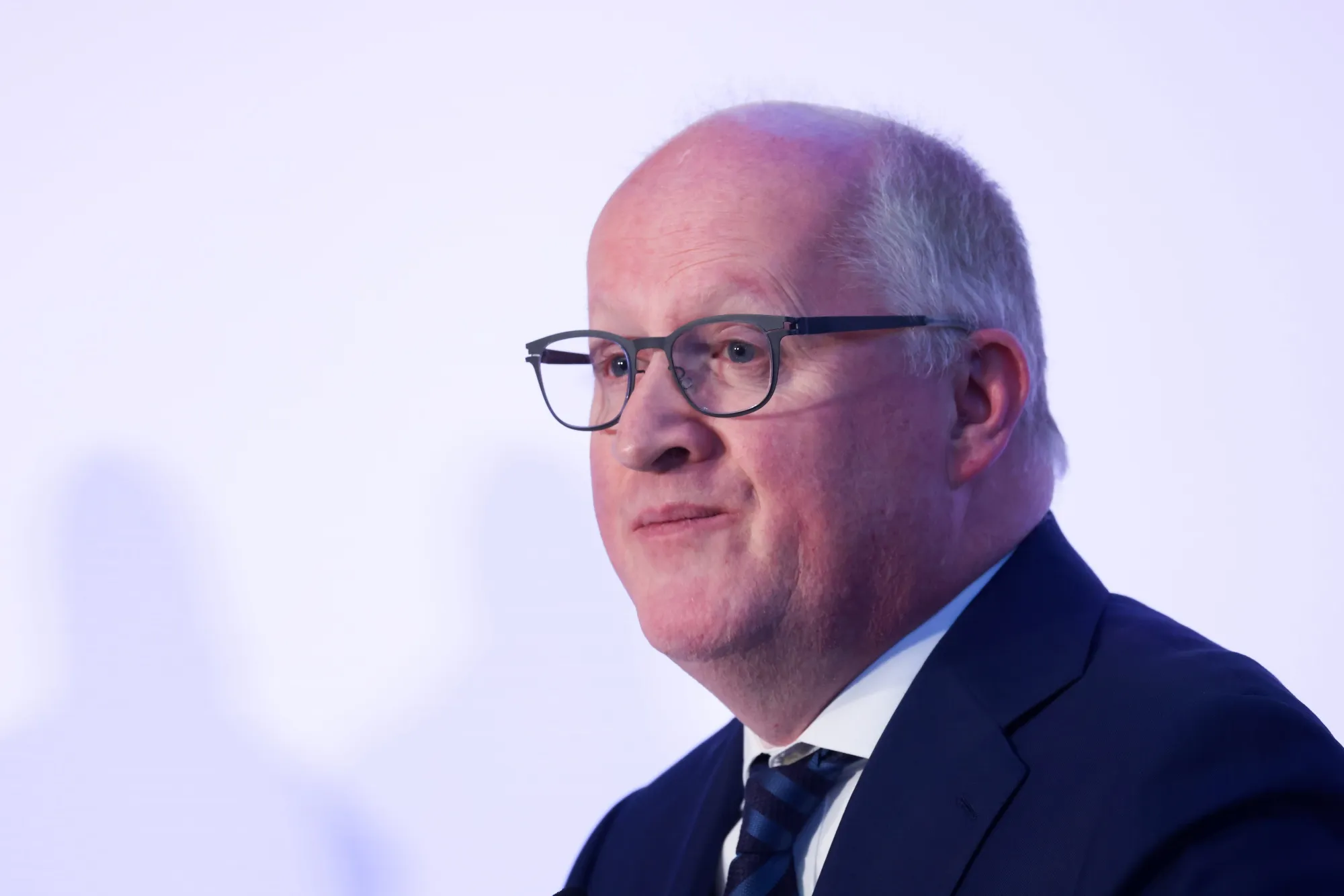 Philip Lane, European Central Bank chief economist, pictured in profile wearing glasses and a dark suit
