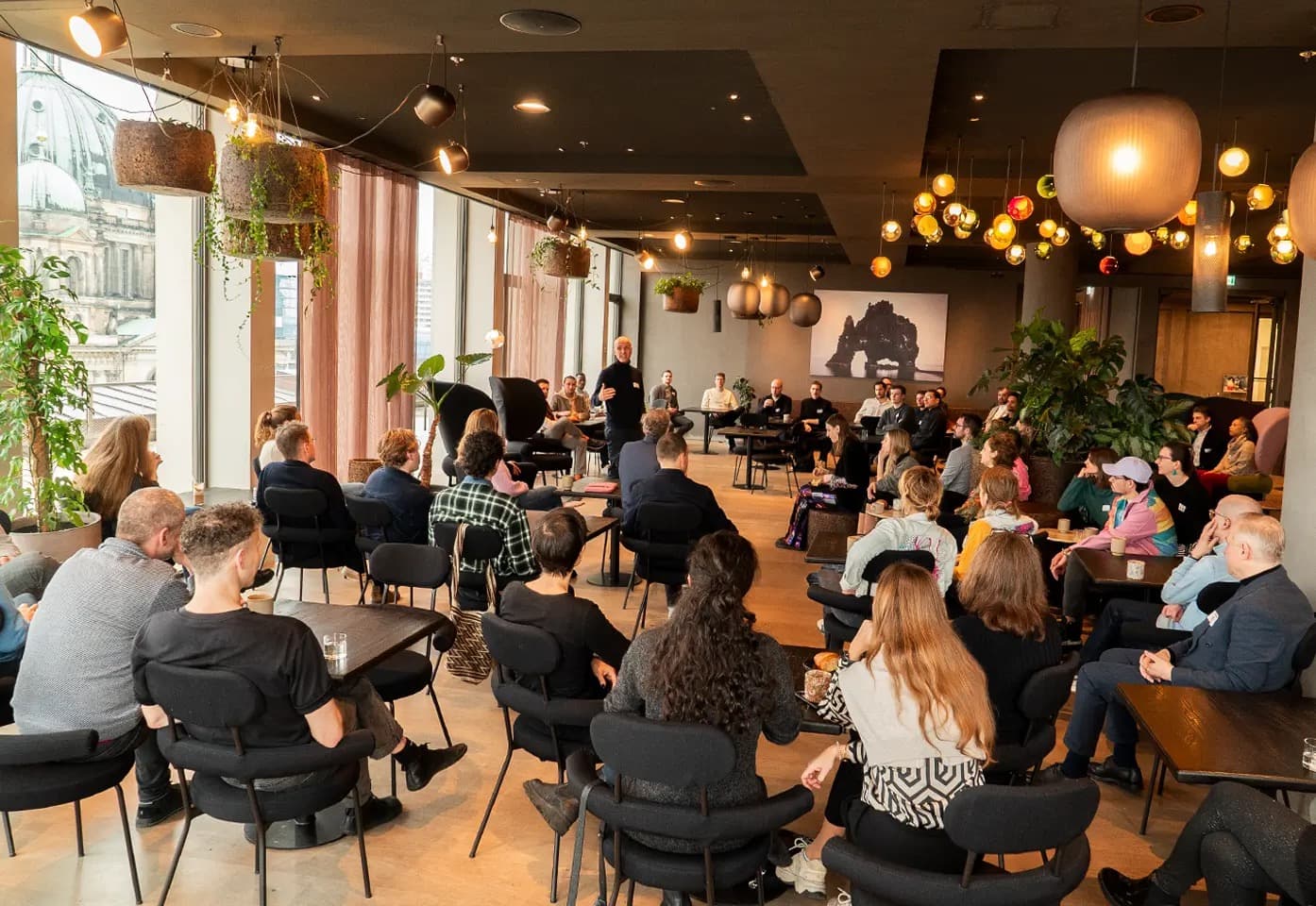 Founders and guests at a startup networking event in Berlin