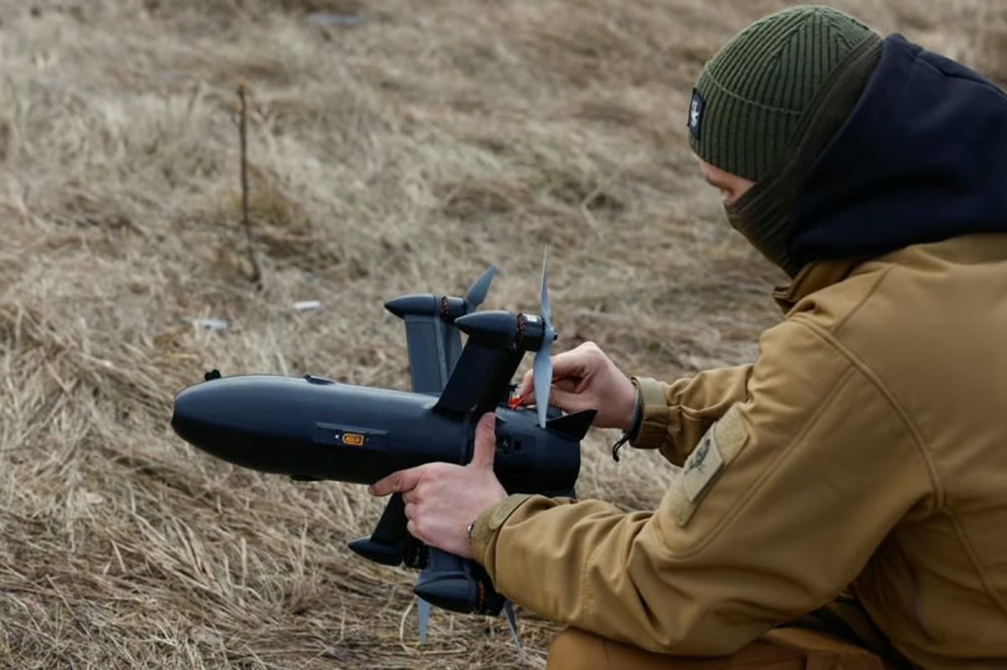 A first person view attack drone of the type being supplied to Ukraine