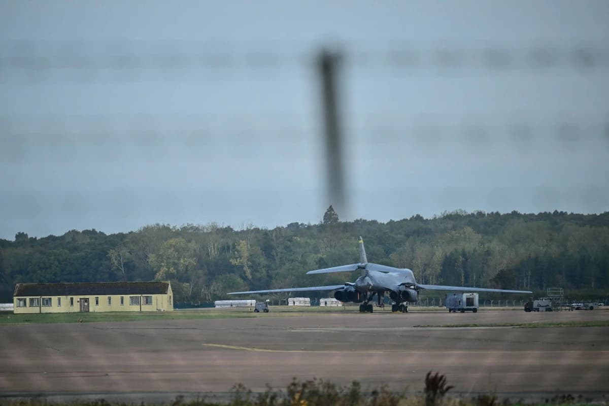 A US military aircraft on the tarmac at an American air base in Germany
